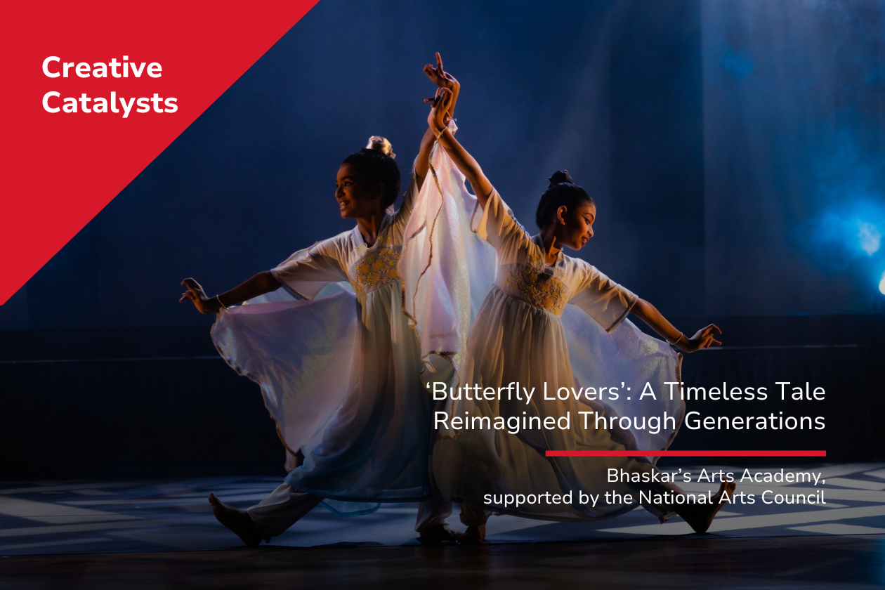 "Butterfly Lovers": A Timeless Tale Reimagined Through Generations Banner Two dancers in white dancing gracefully on stage. "Butterfly Lovers": A Timeless Tale Reimagined Through Generations