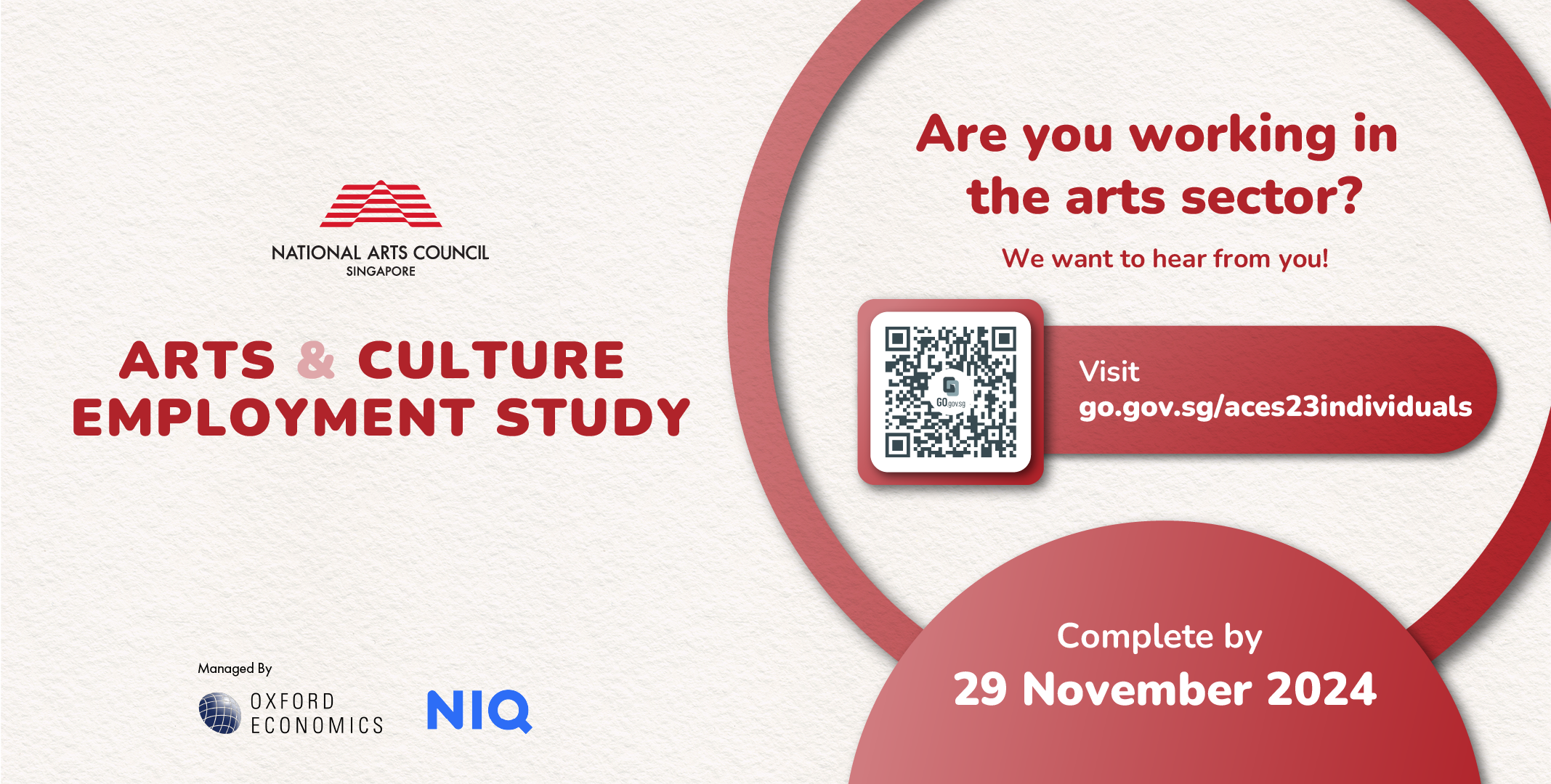 Open Call for Arts and Culture Employment Study using signup link go.gov.sg/aces23individuals